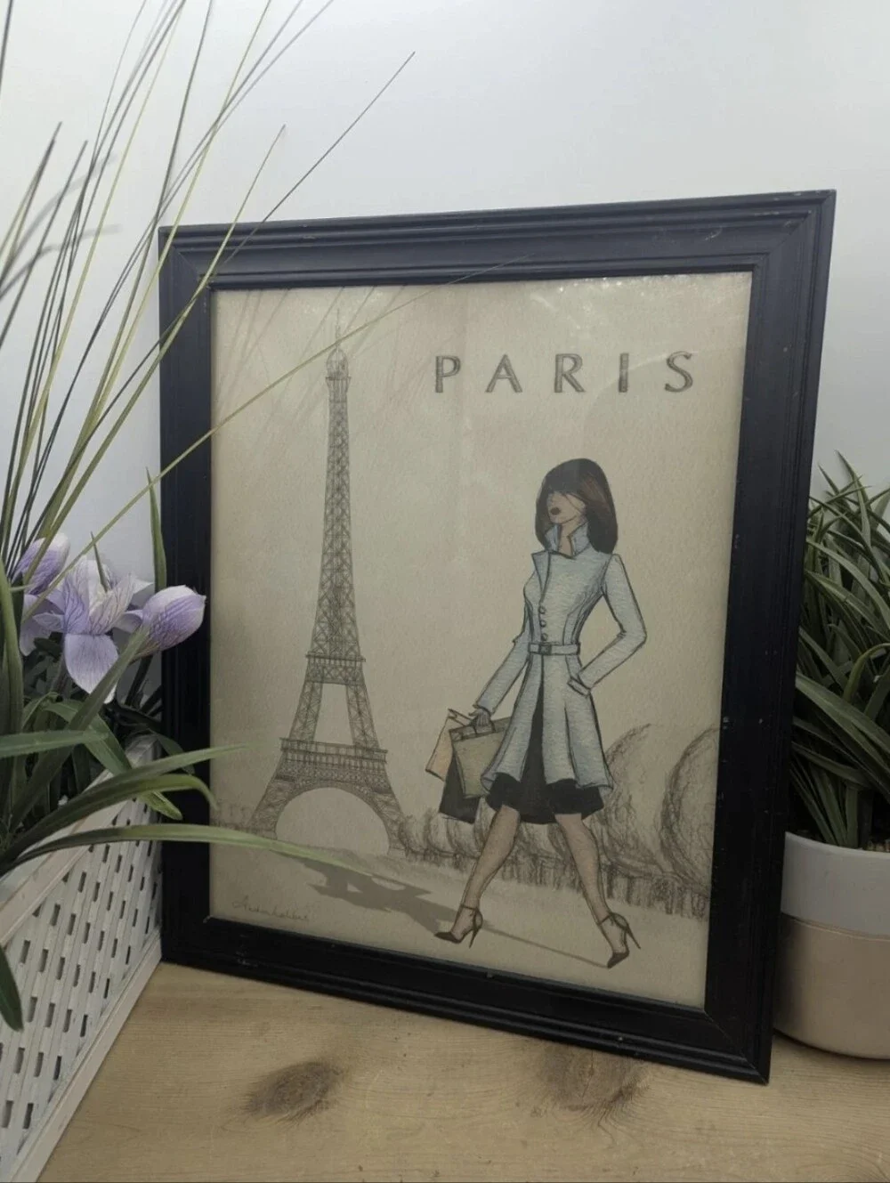 Andrea Laliberte Framed Art Print Paris Fashion Eiffel Tower Printed Signature